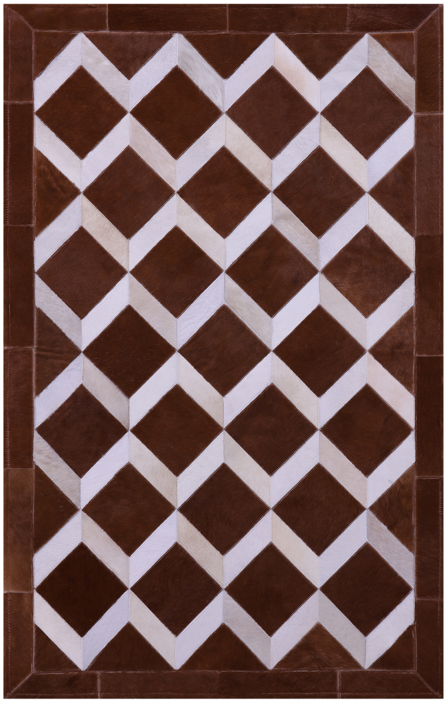 Brown & White Patchwork Natural Cowhide Rug - 3' 2" x 5' 0"