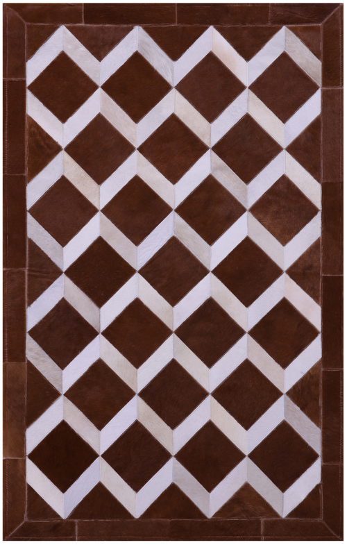Brown & White Patchwork Natural Cowhide Rug - 3' 2