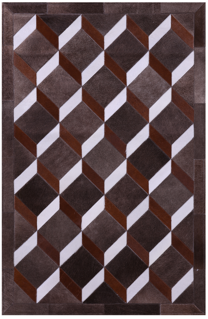 Brown & White Patchwork Natural Cowhide Rug - 3' 2" x 4' 11"