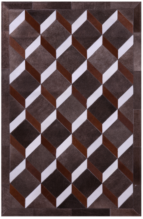 Brown & White Patchwork Natural Cowhide Rug - 3' 2