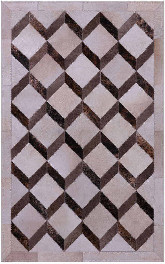 Brown & White Patchwork Natural Cowhide Rug - 3' 3" x 5' 0"
