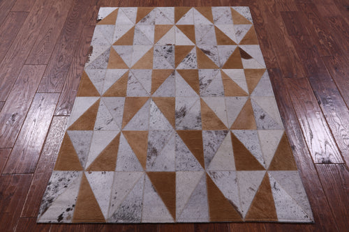 Brown Salt & Pepper Patchwork Natural Cowhide Rug - 3' 3