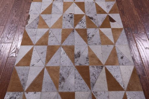 Brown Salt & Pepper Patchwork Natural Cowhide Rug - 3' 3