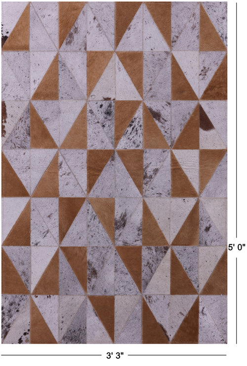 Brown Salt & Pepper Patchwork Natural Cowhide Rug - 3' 3