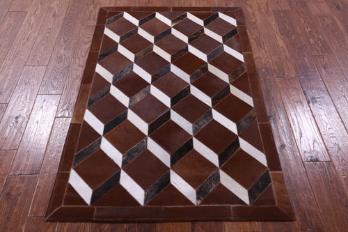 Brown Patchwork Natural Cowhide Rug - 3' 2