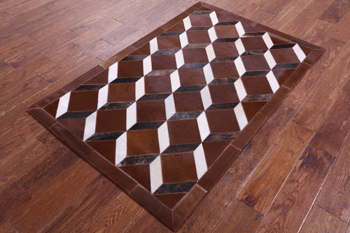 Brown Patchwork Natural Cowhide Rug - 3' 2