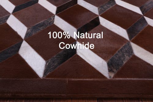 Brown Patchwork Natural Cowhide Rug - 3' 2