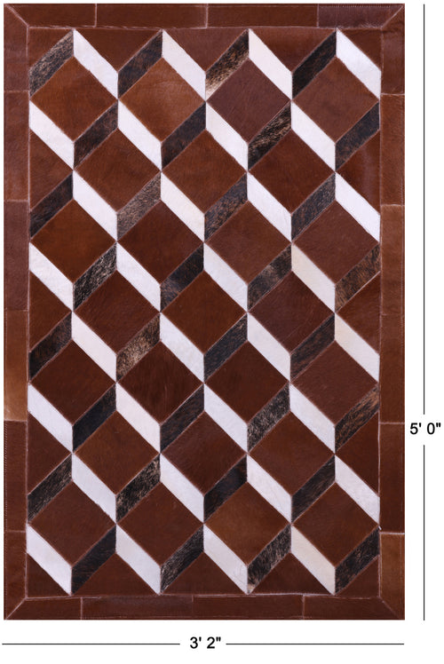 Brown Patchwork Natural Cowhide Rug - 3' 2