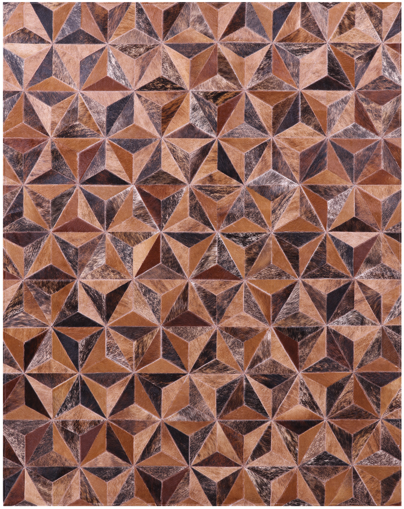 Brindle Patchwork Natural Brown Cowhide Rug - 5' 3" x 6' 7"