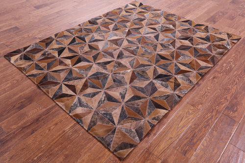 Brindle Patchwork Natural Brown Cowhide Rug - 5' 3
