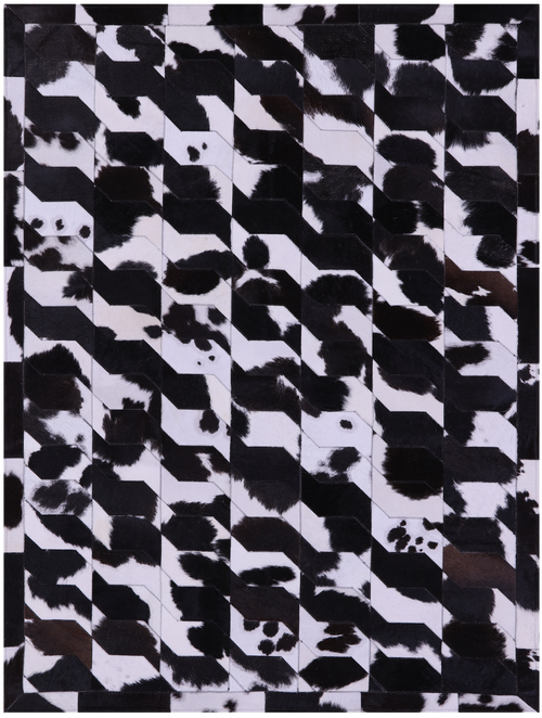 Black & White Patchwork Natural Cowhide Rug - 5' 0