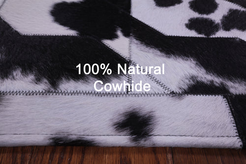 Black & White Patchwork Natural Cowhide Rug - 5' 0