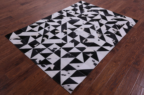 Black & White Patchwork Natural Cowhide Rug - 4' 11