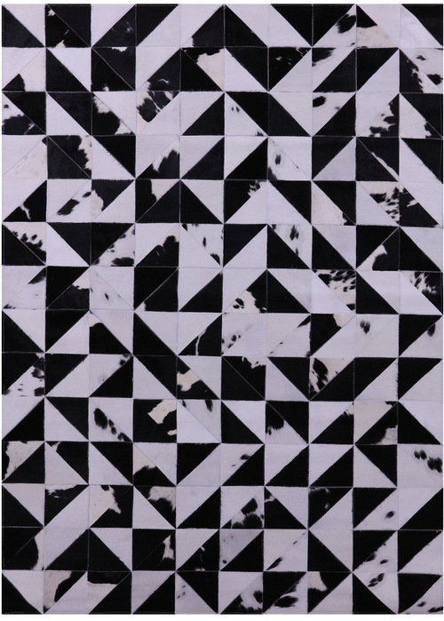 Black & White Patchwork Natural Cowhide Rug - 4' 11