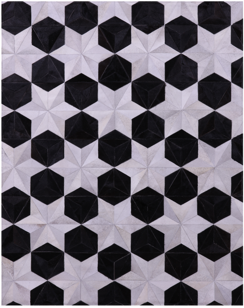 Black & White Patchwork Natural Cowhide Rug - 5' 3" x 6' 7"