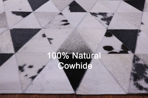 Black & White Patchwork Natural Cowhide Rug - 5' 0