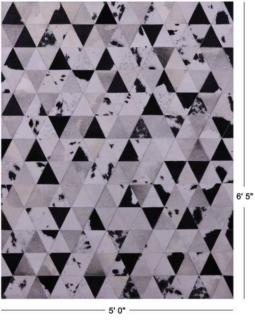 Black & White Patchwork Natural Cowhide Rug - 5' 0