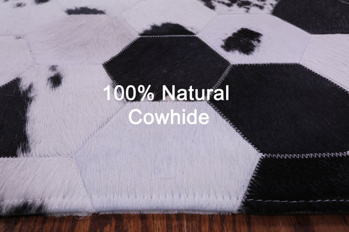 Black & White With Pink Hue Patchwork Natural Cowhide Rug - 5' 0