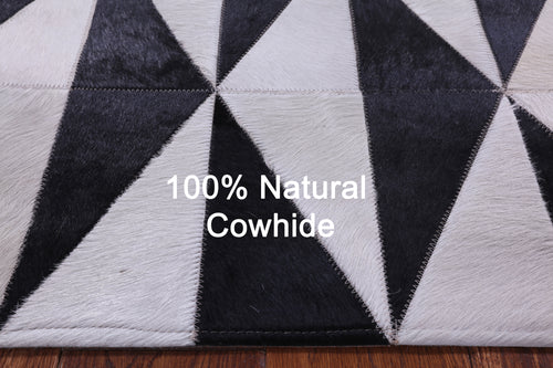 Black & White Patchwork Natural Cowhide Rug - 4' 11