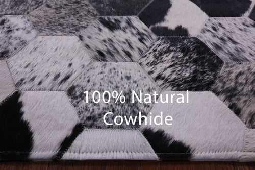 Black & White Salt & Pepper Patchwork Natural Cowhide Rug - 5' 0