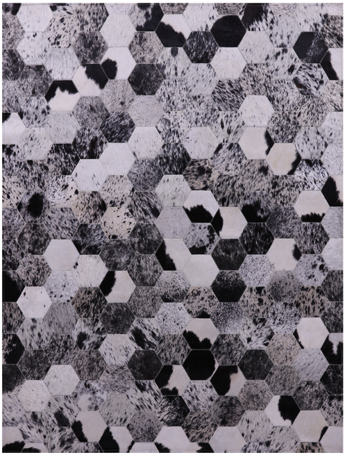 Black & White Salt & Pepper Patchwork Natural Cowhide Rug - 5' 0
