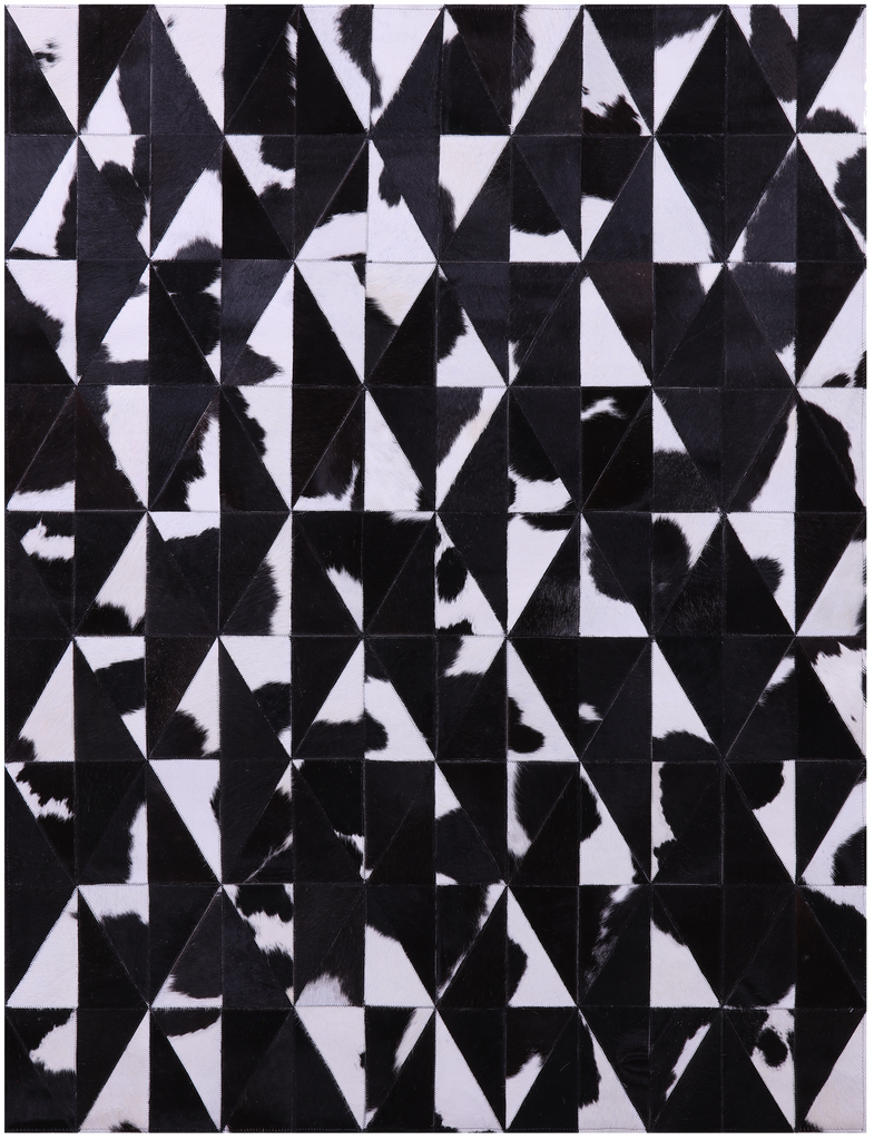 Black & White Patchwork Natural Cowhide Rug - 4' 11" x 6' 5"
