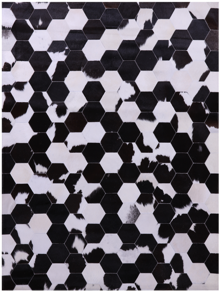 Black & White Patchwork Natural Cowhide Rug - 5' 0" x 6' 7"