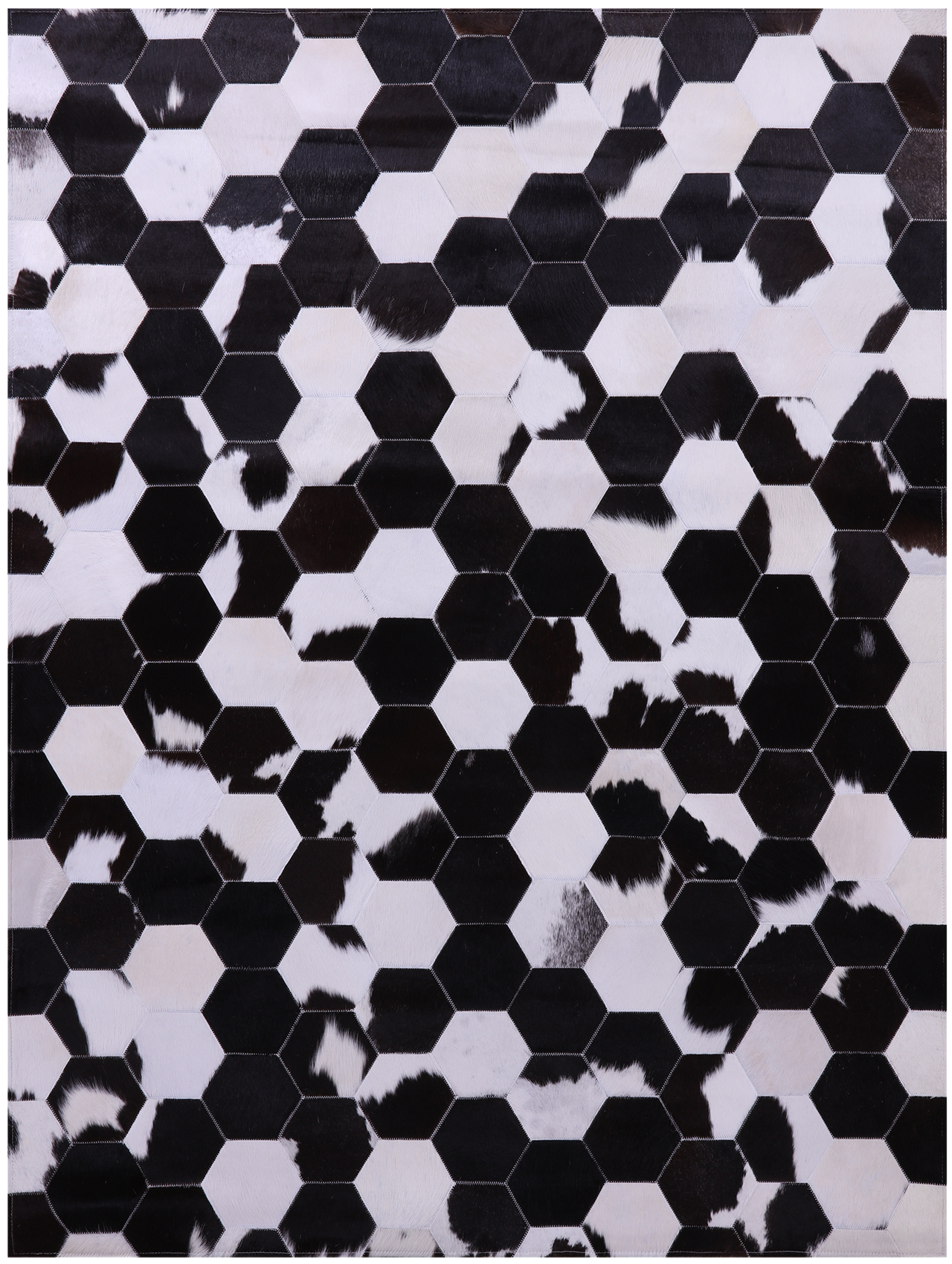 Black & White Patchwork Natural Cowhide Rug - 5' 0" x 6' 7"