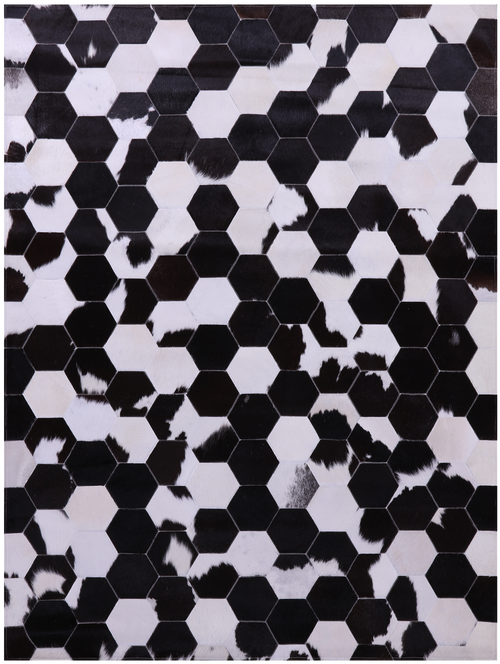 Black & White Patchwork Natural Cowhide Rug - 5' 0