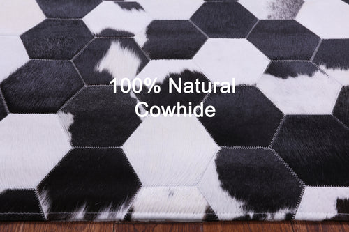 Black & White Patchwork Natural Cowhide Rug - 5' 0
