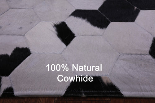 Black & White Patchwork Natural Cowhide Rug - 5' 0