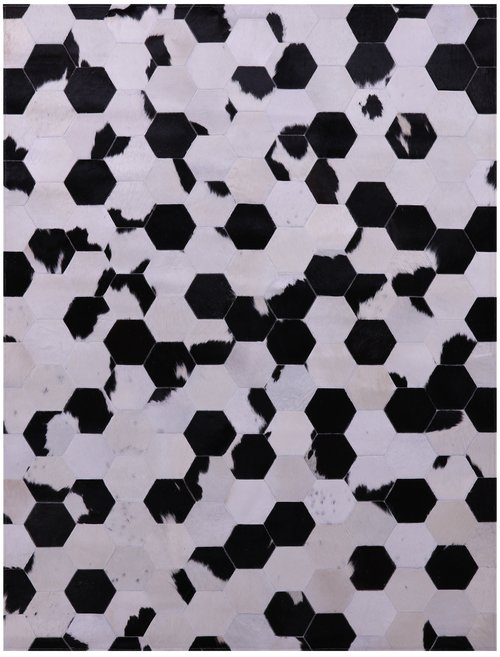 Black & White Patchwork Natural Cowhide Rug - 5' 0