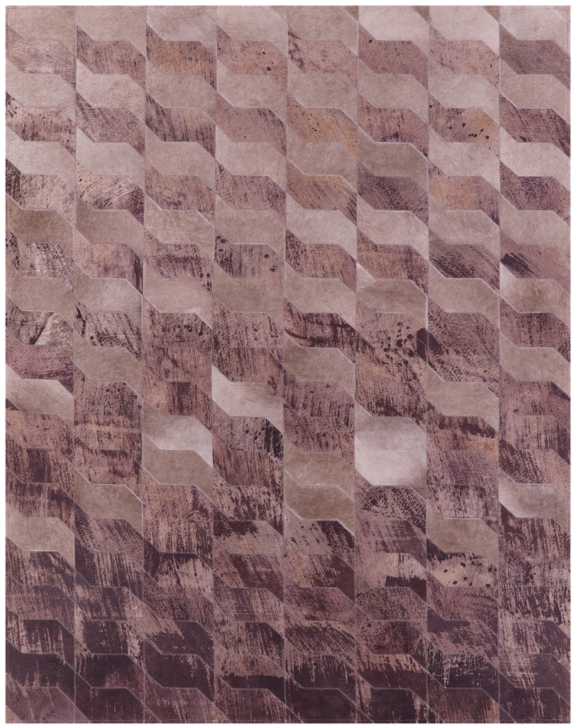 Brown Patchwork Printed Natural Cowhide Rug - 5' 3" x 6' 10"