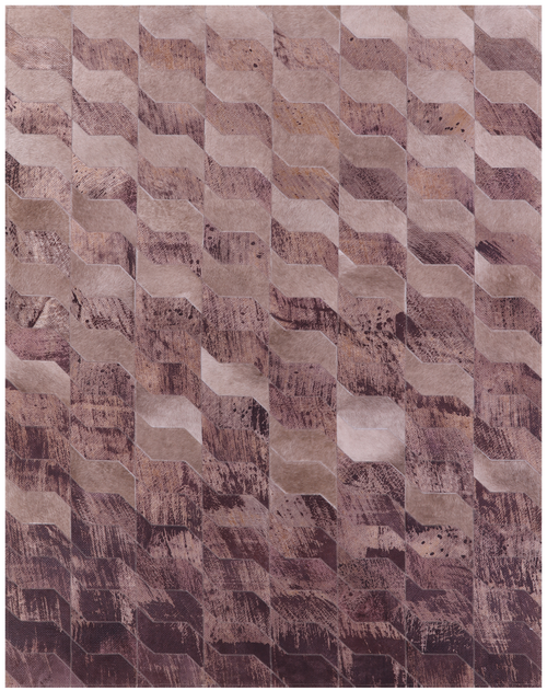 Brown Patchwork Printed Natural Cowhide Rug - 5' 3