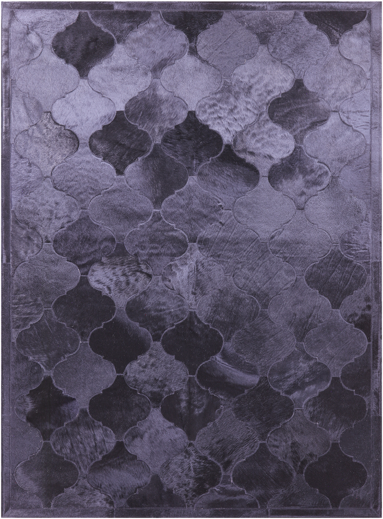 Lantern Tile Black Patchwork Natural Cowhide Rug - 4' 10" x 6' 6"