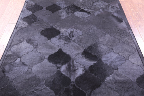 Lantern Tile Black Patchwork Natural Cowhide Rug - 4' 10