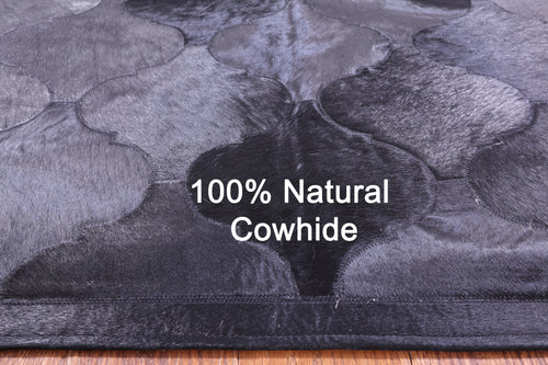 Lantern Tile Black Patchwork Natural Cowhide Rug - 4' 10