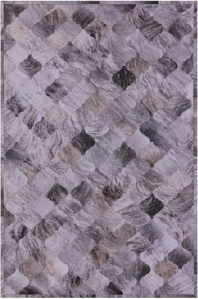 Lantern Tile Grey Brindle Patchwork Natural Cowhide Rug - 6' 8" x 9' 10"