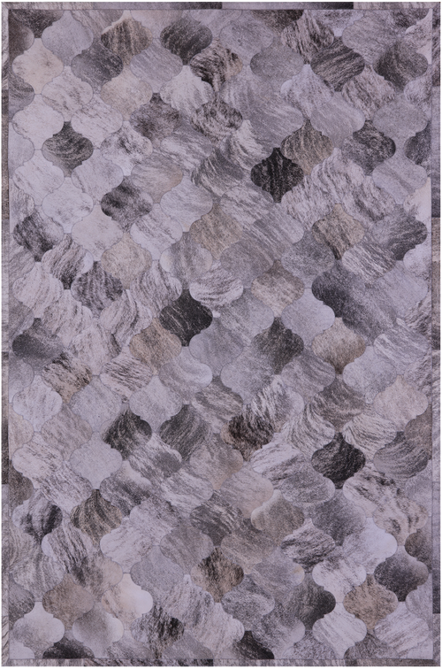 Lantern Tile Grey Brindle Patchwork Natural Cowhide Rug - 6' 8