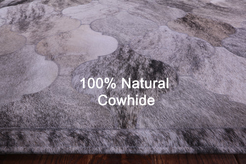 Lantern Tile Grey Brindle Patchwork Natural Cowhide Rug - 6' 8