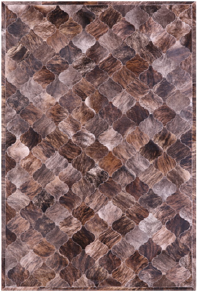 Lantern Tile Brown Brindle Patchwork Natural Cowhide Rug - 6' 9" x 10' 0"
