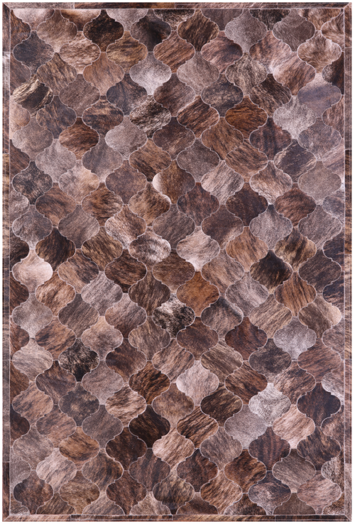 Lantern Tile Brown Brindle Patchwork Natural Cowhide Rug - 6' 9