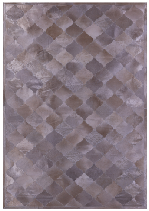 Lantern Tile Champagne Patchwork Natural Cowhide Rug - 6' 9