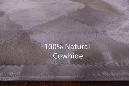Lantern Tile Champagne Patchwork Natural Cowhide Rug - 6' 9