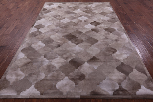 Lantern Tile Brown Patchwork Natural Cowhide Rug - 6' 8