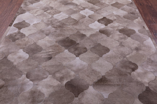 Lantern Tile Brown Patchwork Natural Cowhide Rug - 6' 8