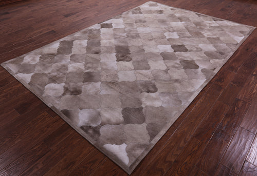 Lantern Tile Brown Patchwork Natural Cowhide Rug - 6' 8