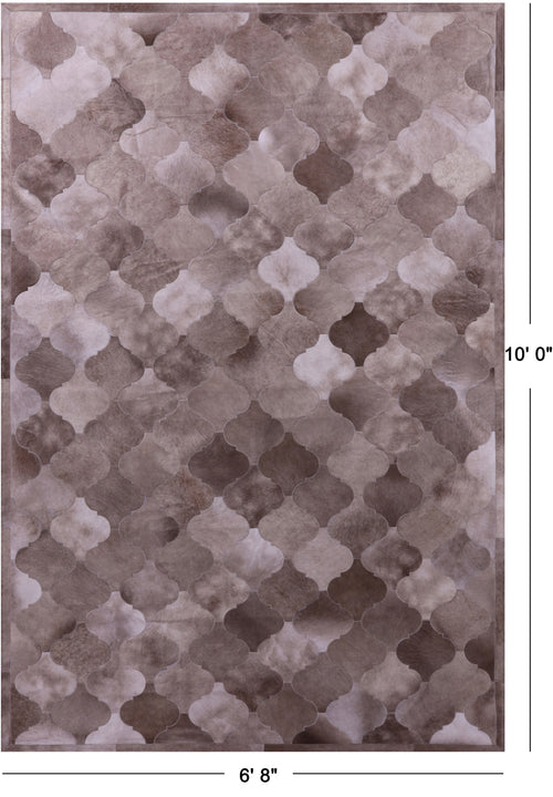 Lantern Tile Brown Patchwork Natural Cowhide Rug - 6' 8