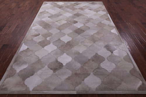 Lantern Tile Brown Patchwork Natural Cowhide Rug - 6' 8