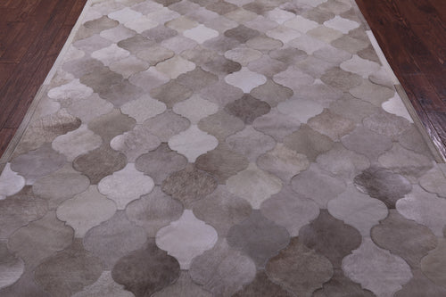 Lantern Tile Brown Patchwork Natural Cowhide Rug - 6' 8